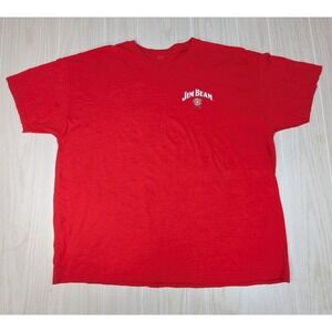 Jim Beam Men's Red T-Shirt Large or XL Logo‎ North Carolina on back